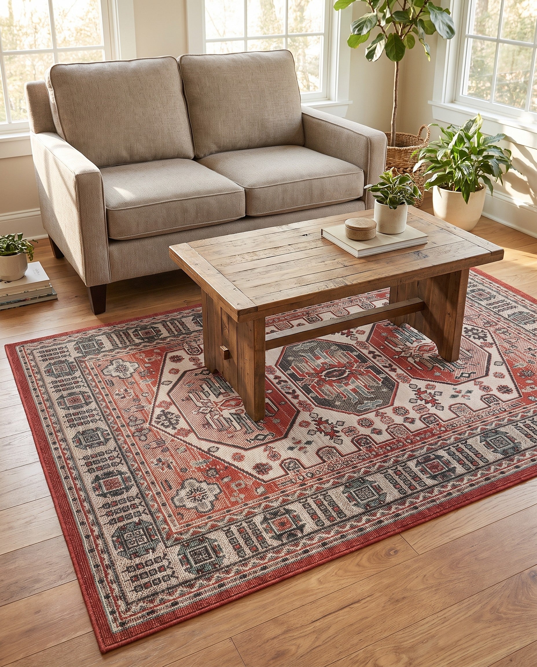 4' x 6' Easy-Clean Traditional Indoor / Outdoor Rug