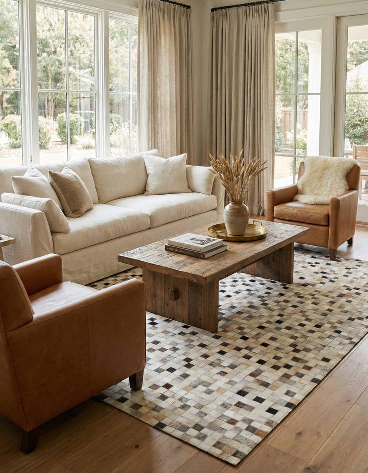 Detail image of 5' x 7' 11 Cowhide Stocks Rug