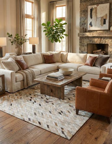 4' 9 x 7' 5 Cowhide Leather Rug