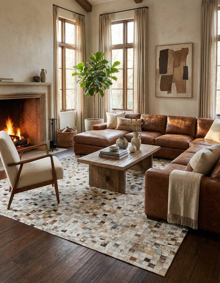 Detail image of 5' 1 x 7' 10 Cowhide Stocks Rug