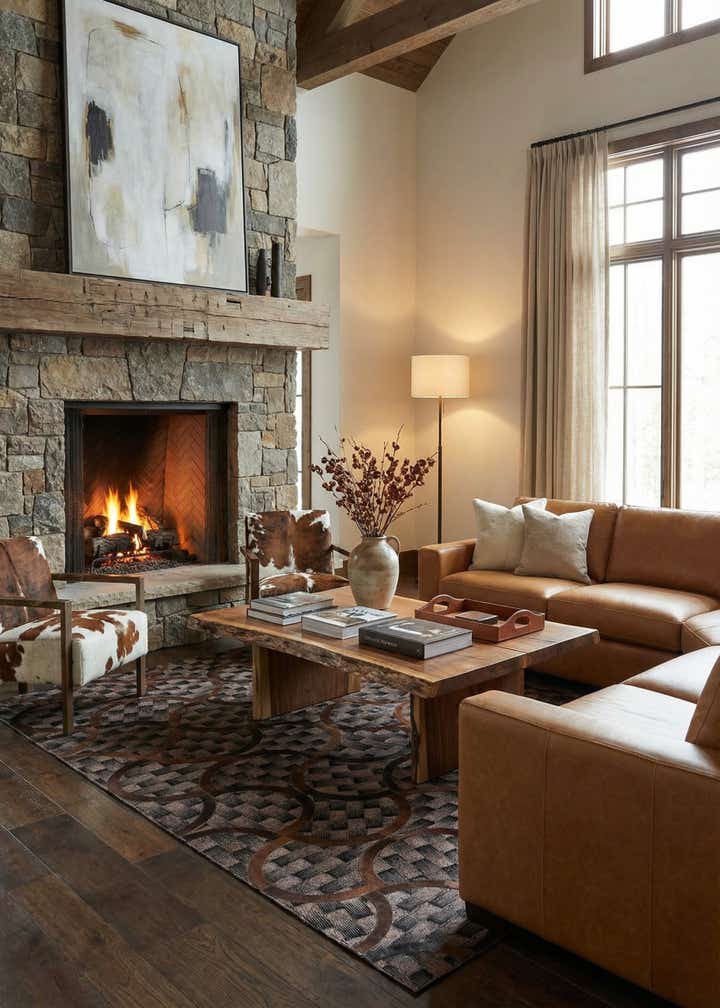 5' x 8' Cowhide Leather Rug