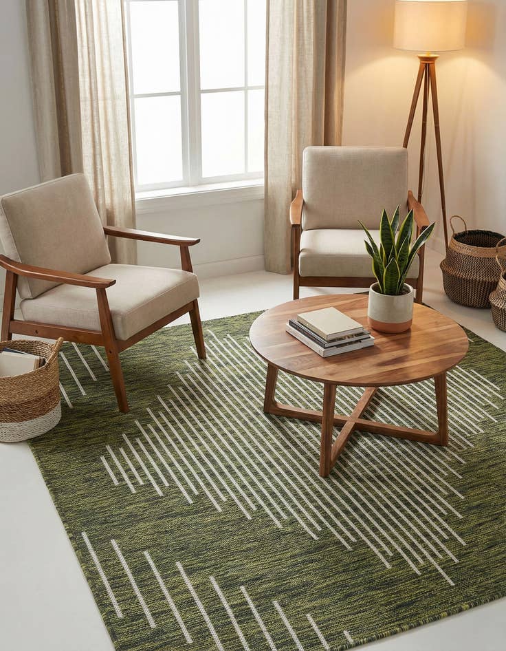 Detail image of 5' 3 x 5' 3  Washable Modern Indoor / Outdoor Square Rug