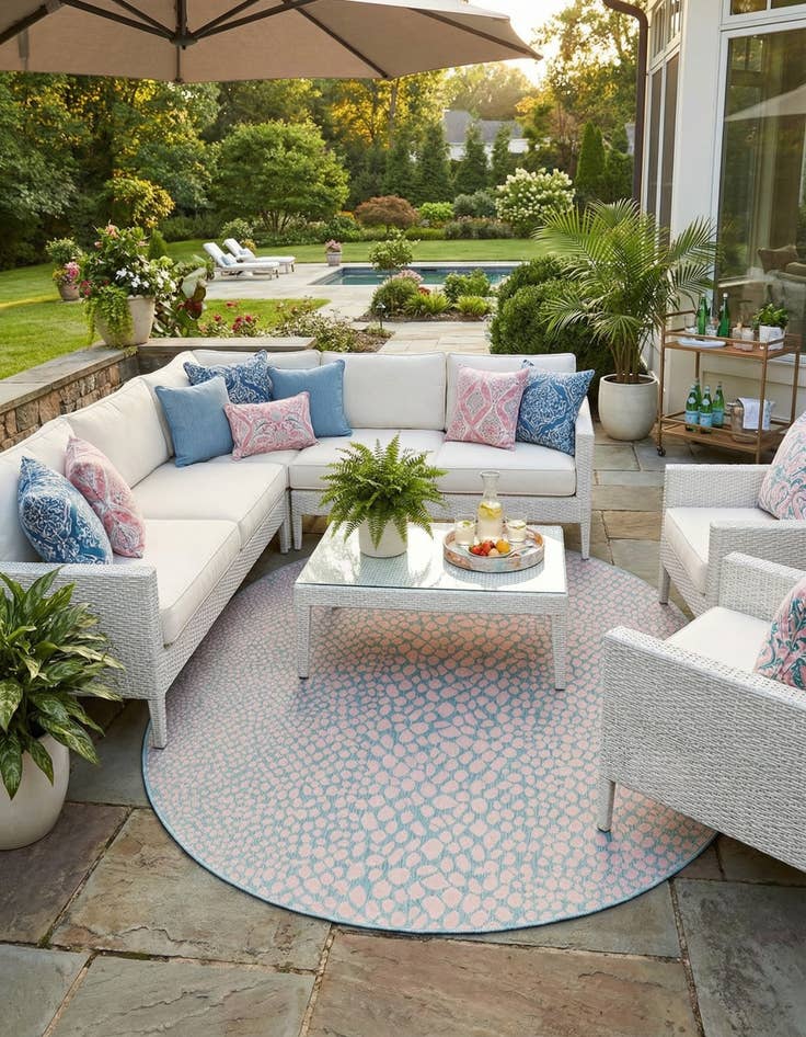 Detail image of  7' 10 x 10'  Washable Jill Zarin Cape Town Indoor / Outdoor Oval Rug