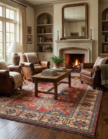 6' 3 x 8' 7 Hand Knotted Kazak Wool Rug