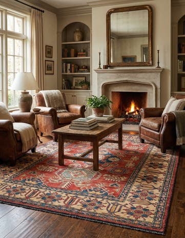6' 3 x 8' 7 Hand Knotted Kazak Wool Rug