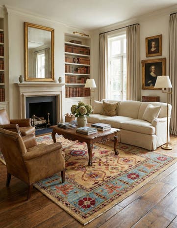 6' 7 x 9' 6 Hand Knotted Peshawar Ziegler Wool Rug