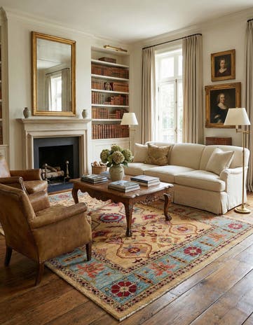6' 7 x 9' 6 Hand Knotted Peshawar Ziegler Wool Rug