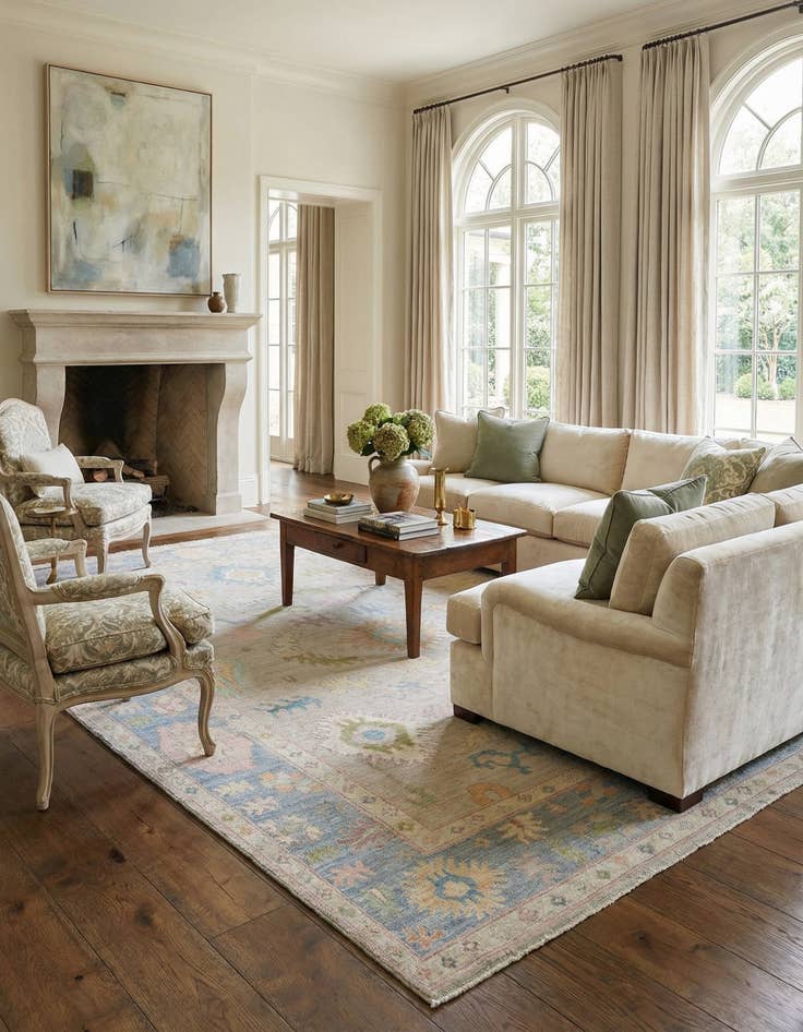 Detail image of 10' 2 x 13' 10  Hand Knotted Oushak Rug