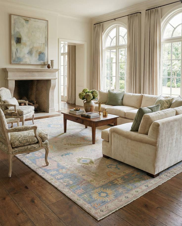 Detail image of 10' 2 x 13' 10 Hand Knotted Oushak Rug