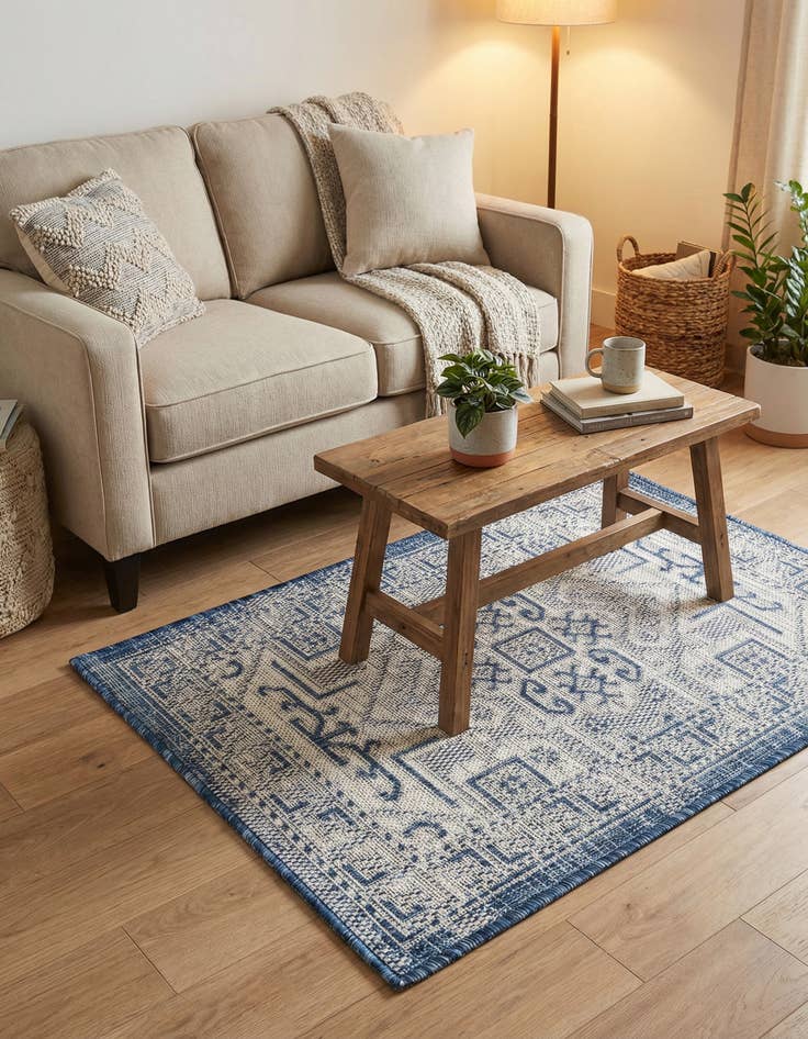 Detail image of 2' x 3'  Washable Aztec Indoor / Outdoor Rug