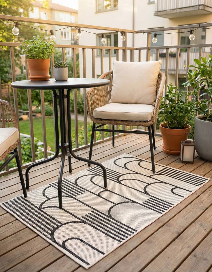 Detail image of 2' x 3' Easy-Clean Modern Indoor / Outdoor Rug