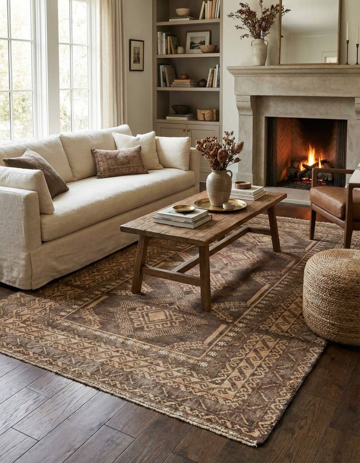 Detail image of  4' 1 x 7' 1  Hand Knotted Ultra Vintage Persian Wool Rug