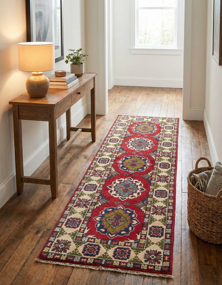 Detail image of 2' x 6' 1  Hand Knotted Kazak Runner Rug