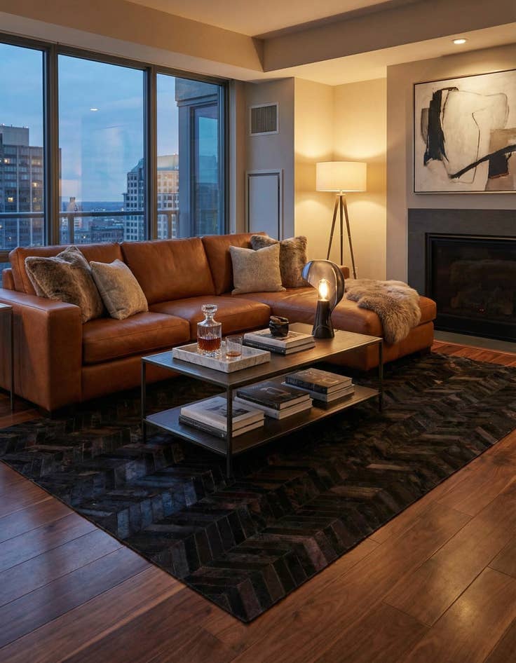 Detail image of 6' x 9' Cowhide Stocks Rug