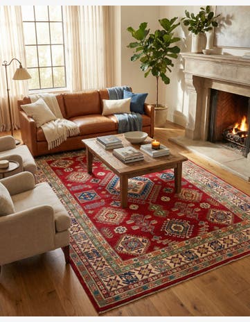 6' 5 x 9' 7 Hand Knotted Kazak Rug