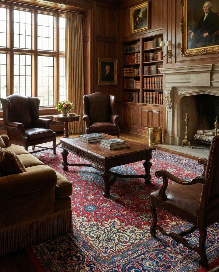 9' 8 x 13' Hand Knotted Sarough Persian Wool Rug