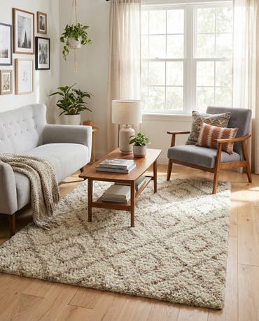  5' 3 x 5' 3 Lattice Shag Square Rug