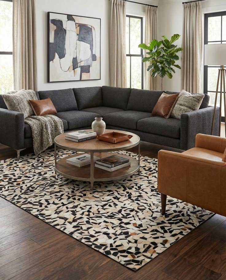 Detail image of 5' 1 x 7' 11 Cowhide Stocks Rug