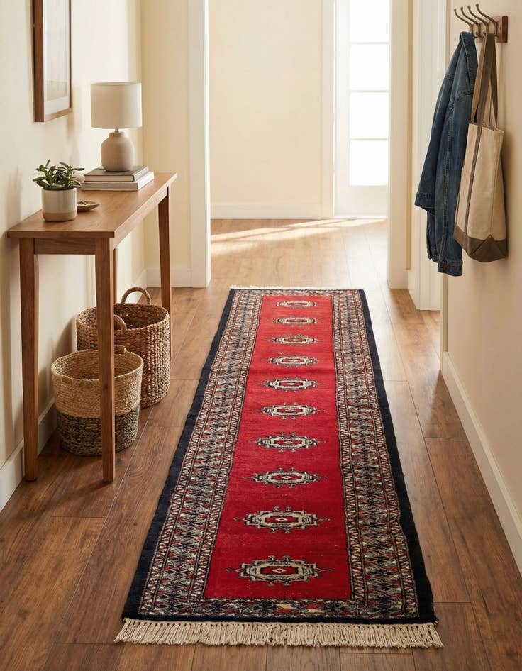 Detail image of 2' 1 x 6' 2  Hand Knotted Bokhara Oriental Wool Runner Rug