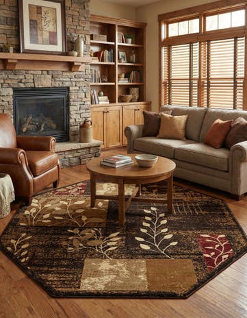 Brown Cafe Octagon Rug