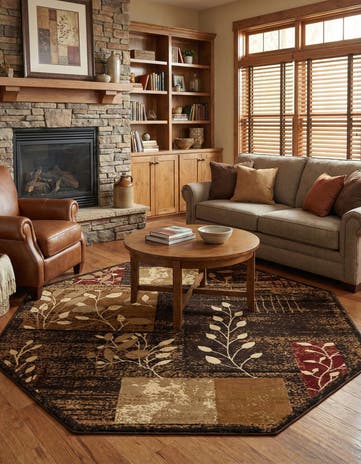 Brown Cafe Octagon Rug