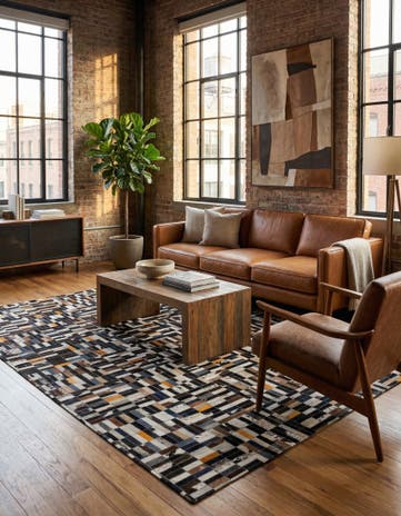 5' 1 x 8' 2 Cowhide - Patchwork Rug