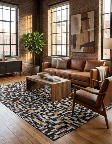 5' 1 x 8' 2 Cowhide - Patchwork Rug