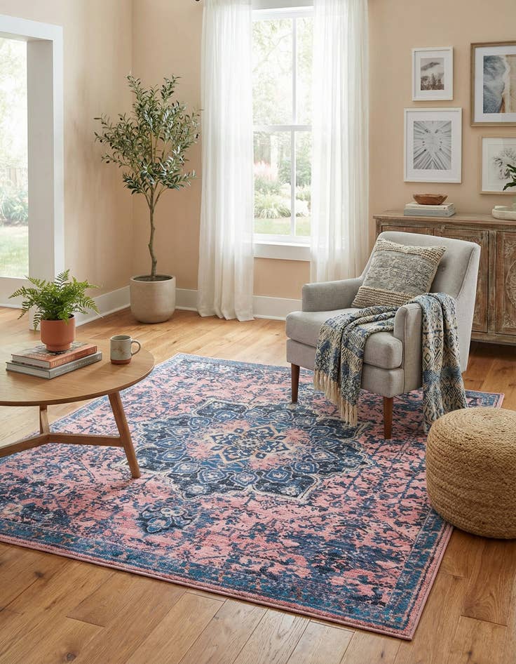 Detail image of  7' 3 x 7' 3  Washable Francesca Square Rug