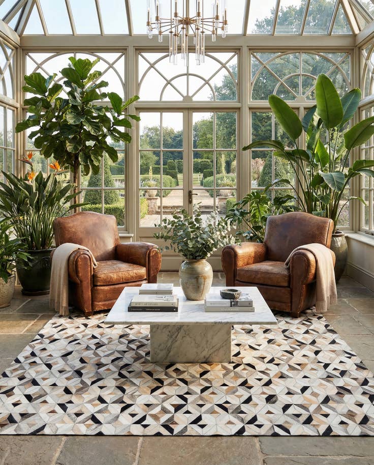 Detail image of 8' x 9' 9 Cowhide Leather Rug