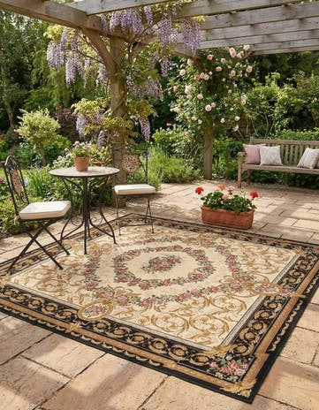 10' x 10' Easy-Clean Traditional Indoor / Outdoor Square Rug