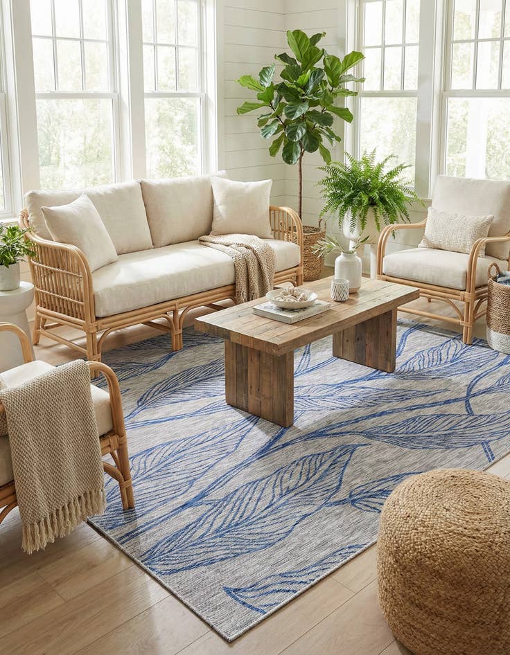 Detail image of 9' x 12'  Washable Botanical Indoor / Outdoor Rug