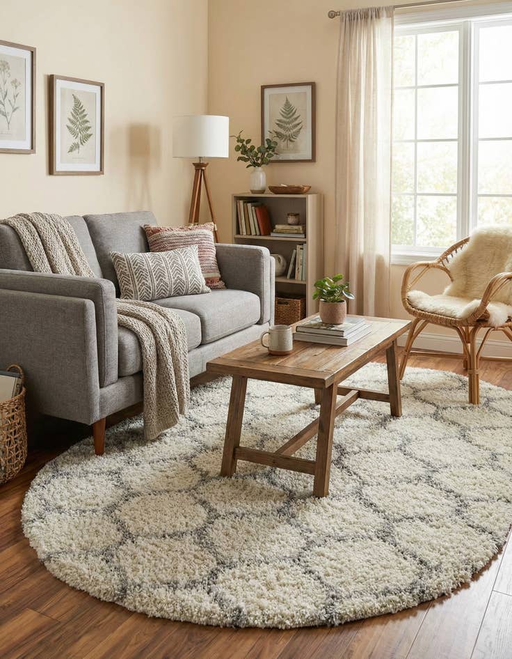 Detail image of  4' x 6' Lattice Shag Oval Rug