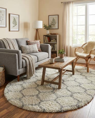  4' x 6' Lattice Shag Oval Rug