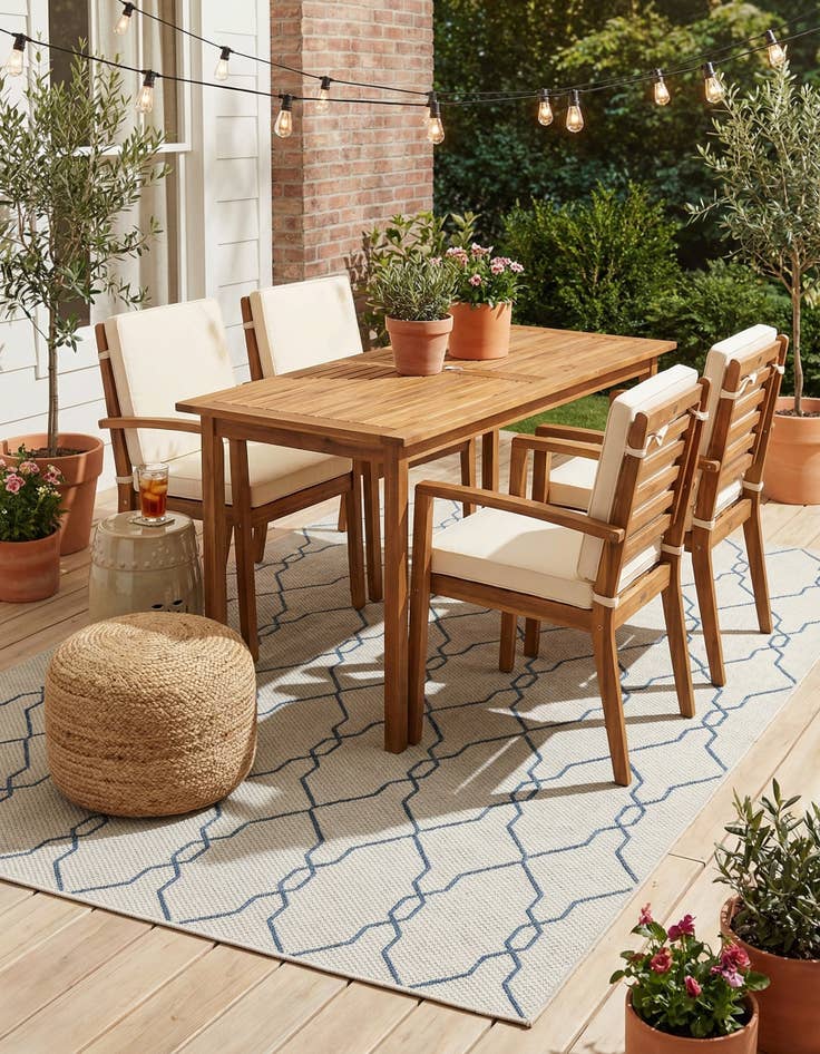 Detail image of  6' x 9'  Washable Lattice Indoor / Outdoor Rug