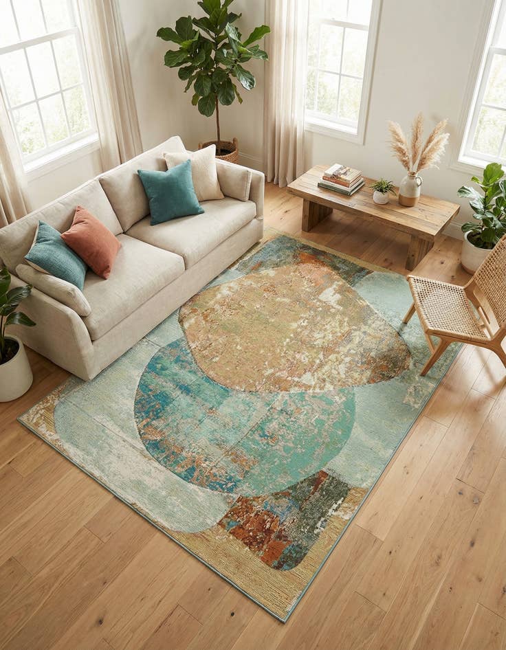 Detail image of 4' 1 x 6' 1  Washable Modern Indoor / Outdoor Rug