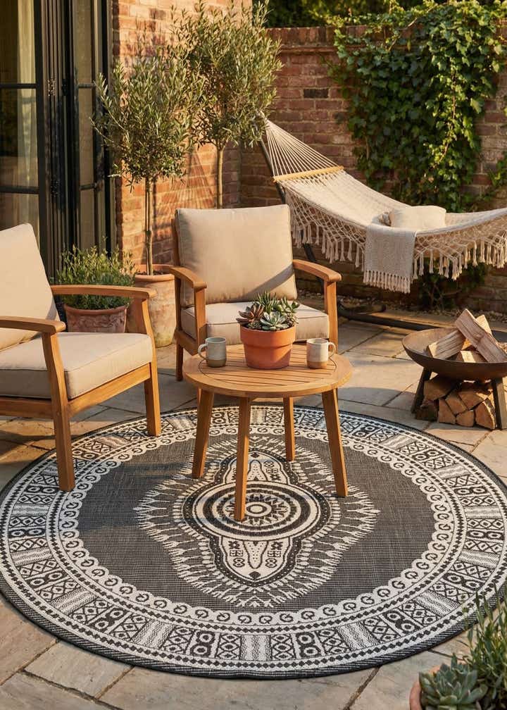 6' x 6' Easy-Clean Traditional Indoor / Outdoor Round Rug