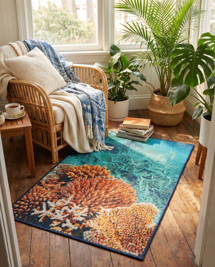 Detail image of 2' x 3' Easy-Clean Coastal Indoor / Outdoor Rug