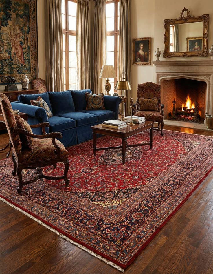 Detail image of 9' 6 x 12' 10 Mashad Wool Rug