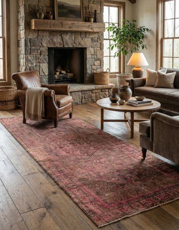 4' 3 x 9' 6 Hand Knotted Ultra Vintage Persian Wool Runner Rug