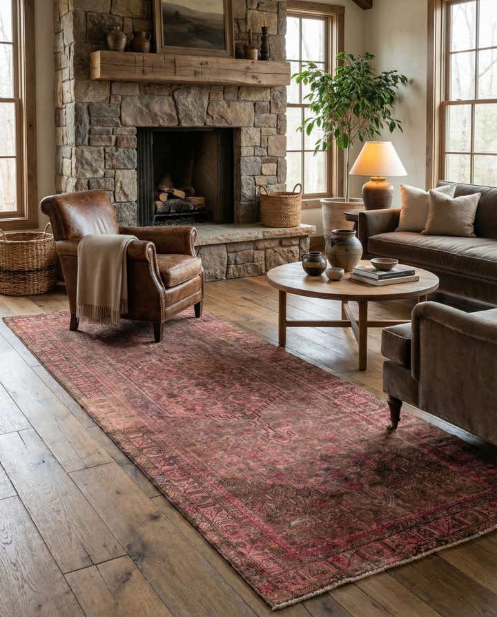 4' 3 x 9' 6 Hand Knotted Ultra Vintage Persian Wool Runner Rug
