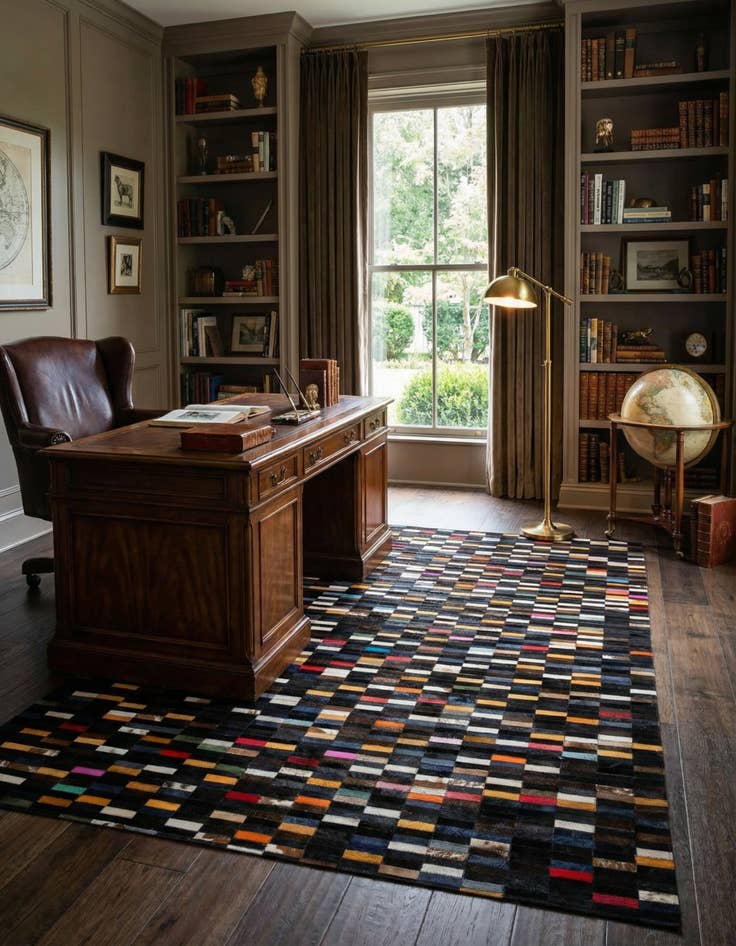 Detail image of 5' 2 x 8' Cowhide - Patchwork Rug