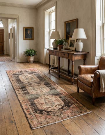 3' 8 x 9' 2 Hand Knotted Ultra Vintage Persian Wool Runner Rug