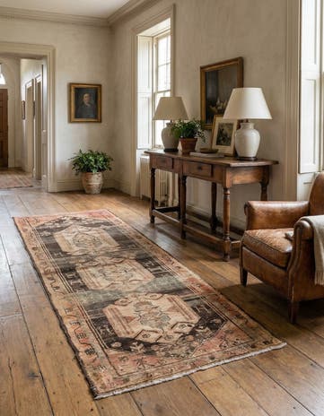 3' 8 x 9' 2 Hand Knotted Ultra Vintage Persian Wool Runner Rug