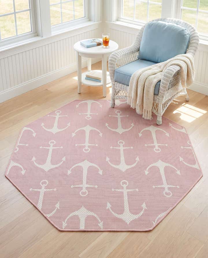 5' 3 x 5' 3 Easy-Clean Coastal Indoor / Outdoor Octagon Rug