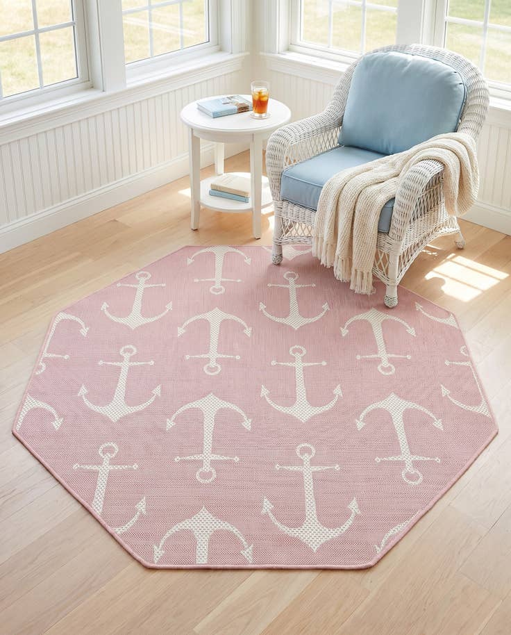 Detail image of 5' 3 x 5' 3 Easy-Clean Coastal Indoor / Outdoor Octagon Rug