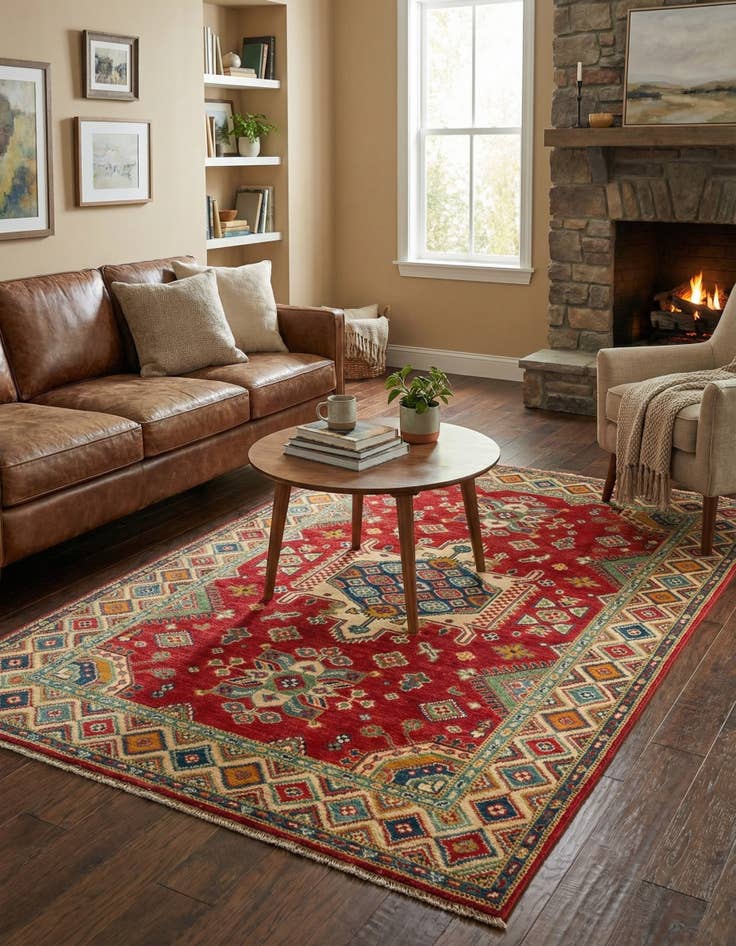 Detail image of  4' x 6' 2  Hand Knotted Kazak Rug