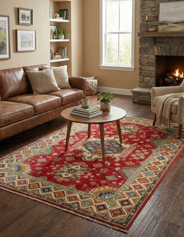 4' x 6' 2 Hand Knotted Kazak Rug