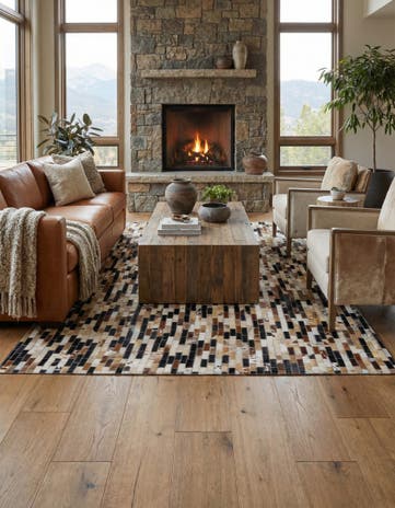 5' x 7' 6 Cowhide Leather Rug