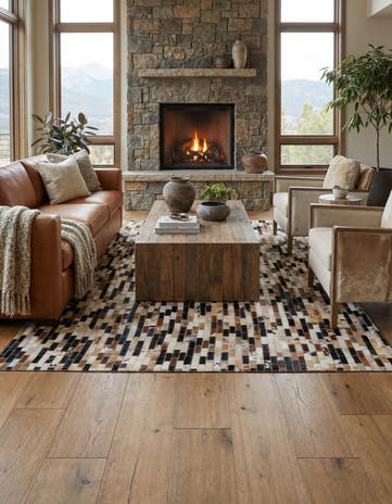 5' x 7' 6 Cowhide Leather Rug