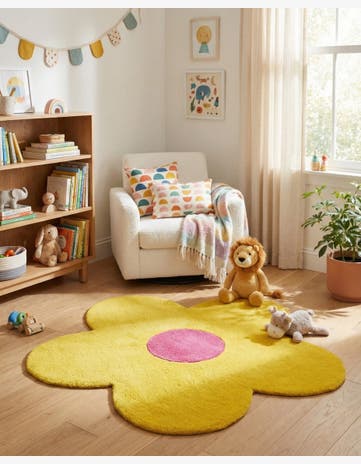 3' 1 x 3' 1 Happy Rugs Funky Flower Wool Round